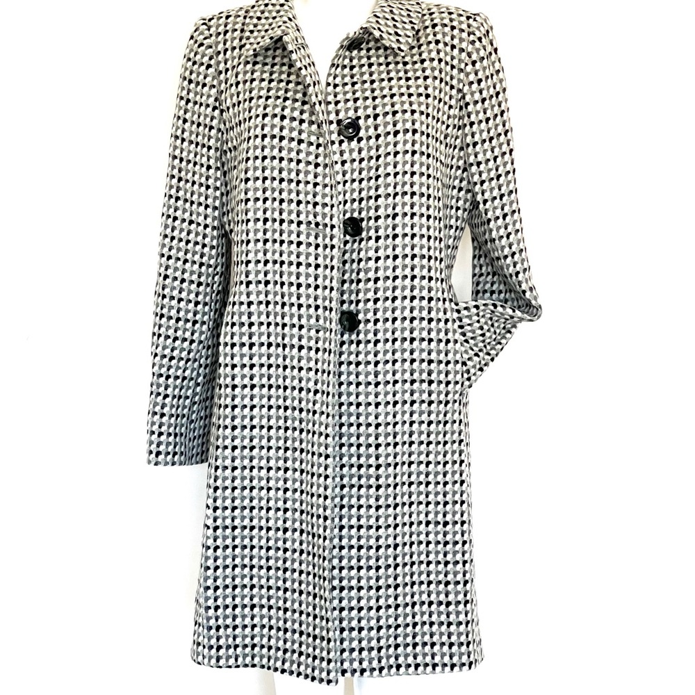 Tahari Houndstooth Single Breasted Coat